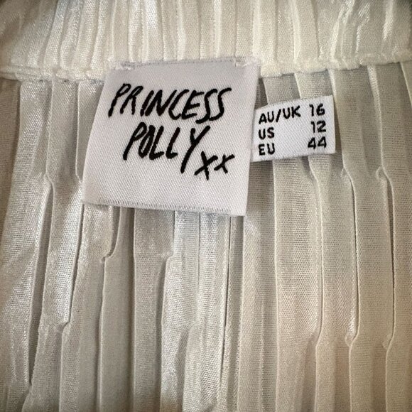 PRINCESS POLLY 2 PIECE WHITE TEXTURED LOUNGEWEAR SET: WIDE LEG PANTS SZ 12 US - Picture 3 of 5